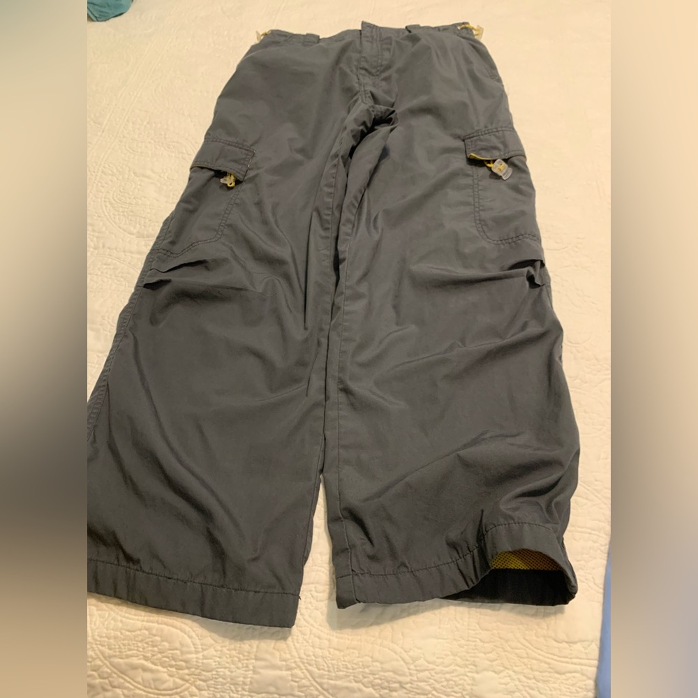 Trans9 cargo snow/hiking PreOwned pants grey/black yellow mesh lining size 32/30